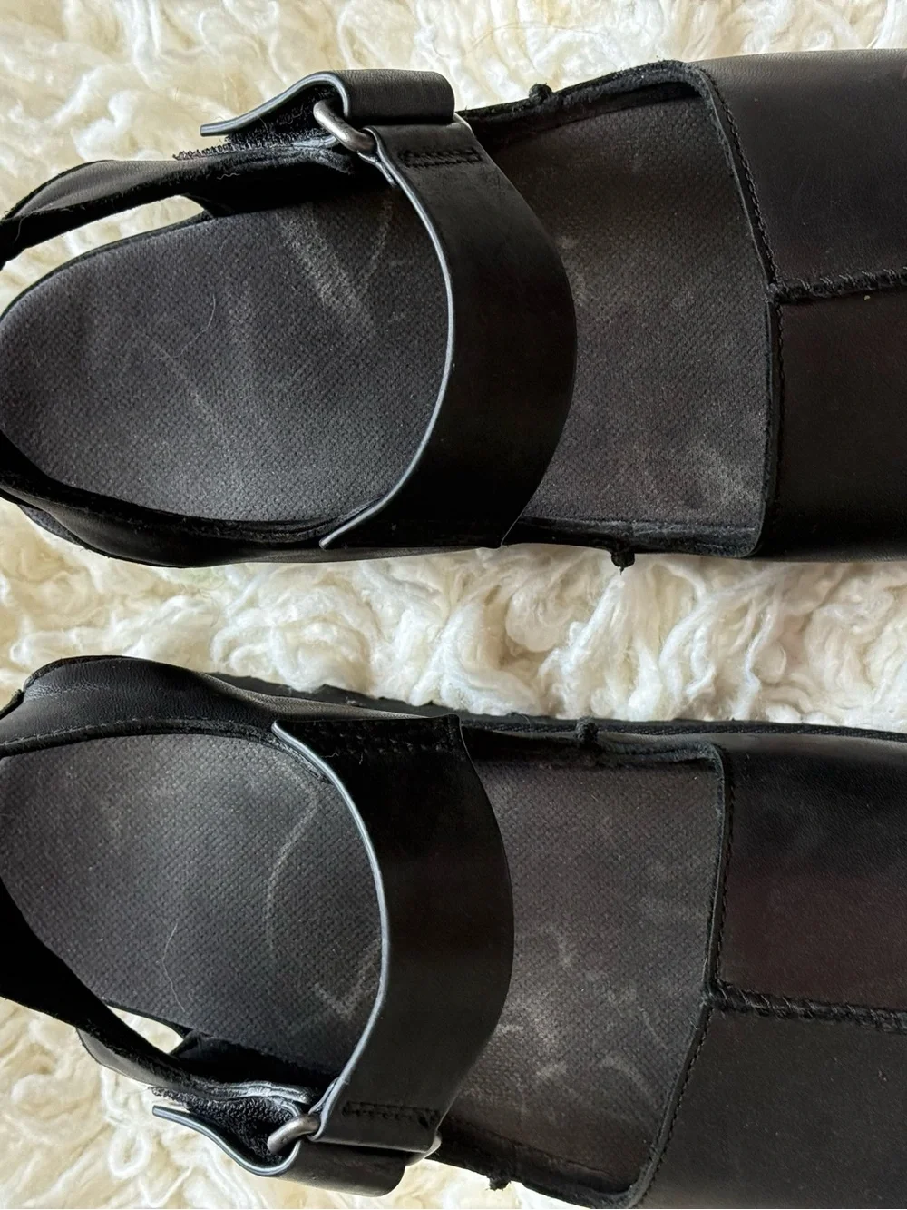 UGG Men's Black Leather Adjustable Slide Sandals
